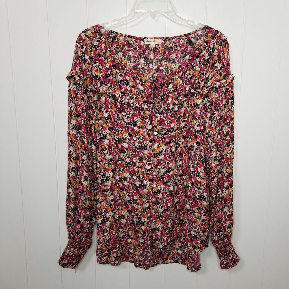 Jane and Delancey Boho Floral Peasant Blouse Size Medium